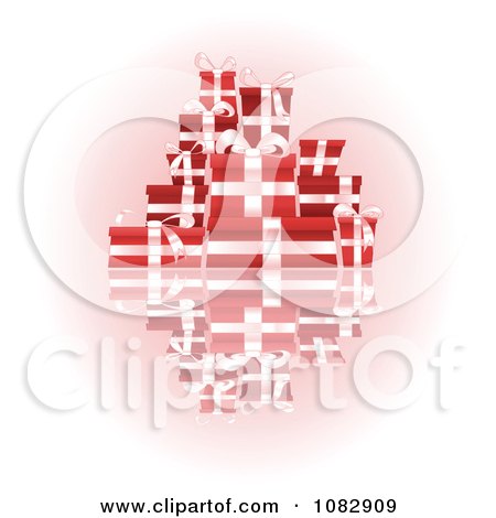 Clipart Stack Of 3d Red Gift Boxes With White Ribbons And Bows - Royalty Free Vector Illustration by Vector Tradition SM