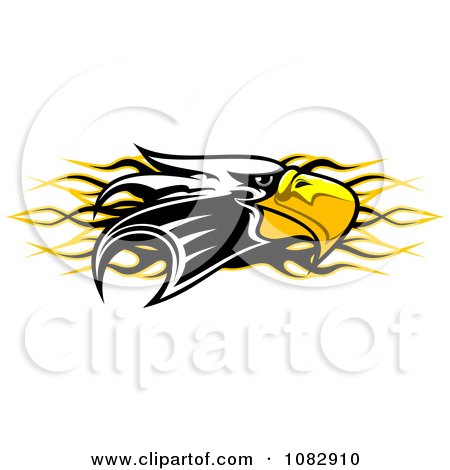 Clipart Bald Eagle Head Over Black And Yellow Flames - Royalty Free Vector Illustration by Vector Tradition SM
