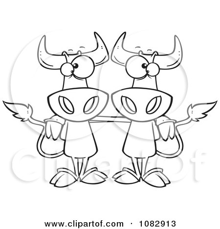 Clipart Outlined Cow Buddies - Royalty Free Vector Illustration by toonaday