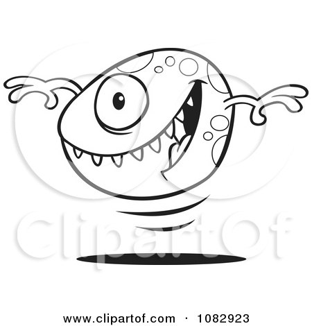 Clipart Outlined Bouncing Monster Ball - Royalty Free Vector Illustration by toonaday