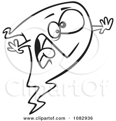 Clipart Outlined Screaming Ghost - Royalty Free Vector Illustration by toonaday
