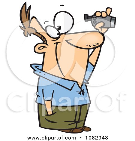 Clipart Man Using A Home Video Camera - Royalty Free Vector Illustration by toonaday