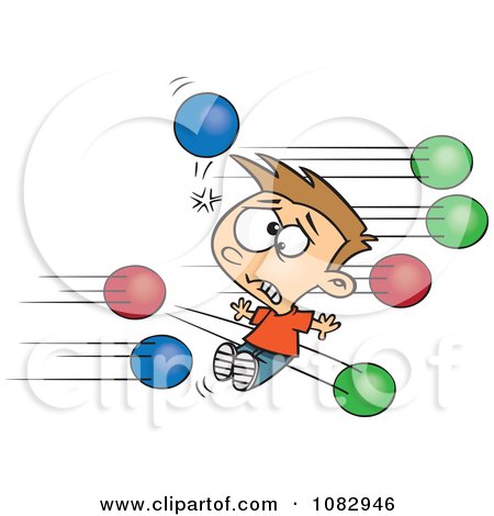 Clipart Boy Getting Hit With Dodgeballs - Royalty Free Vector Illustration by toonaday