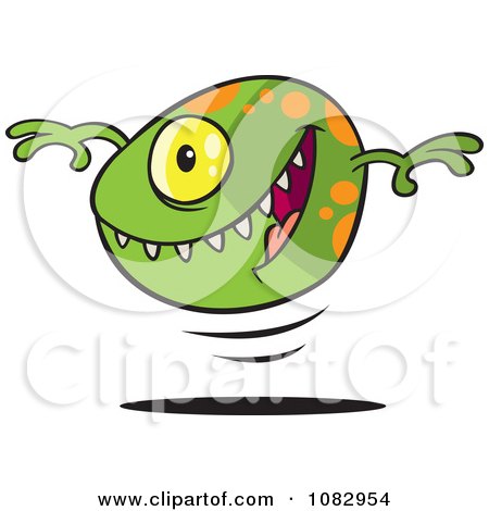Clipart Green Bouncing Monster Ball - Royalty Free Vector Illustration by toonaday