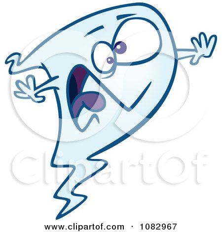 Clipart Screaming Blue Ghost - Royalty Free Vector Illustration by toonaday