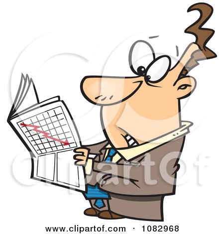 Clipart Businessman Reading The Stock Market News - Royalty Free Vector Illustration by toonaday