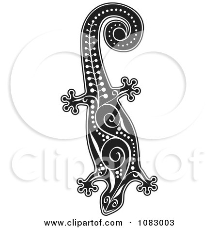 Clipart Black And White Paisley Lizard - Royalty Free Vector Illustration by Any Vector