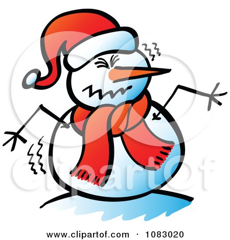 Clipart Expressive Snowman Shaking - Royalty Free Vector Illustration by Zooco