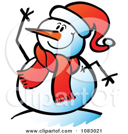 Clipart Snowman Waving - Royalty Free Vector Illustration by Zooco