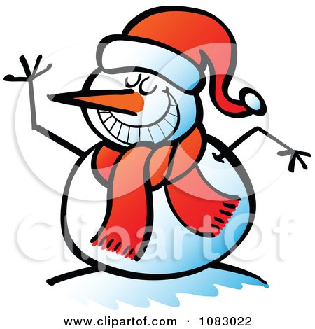 Clipart Expressive Snowman Smiling - Royalty Free Vector Illustration by Zooco
