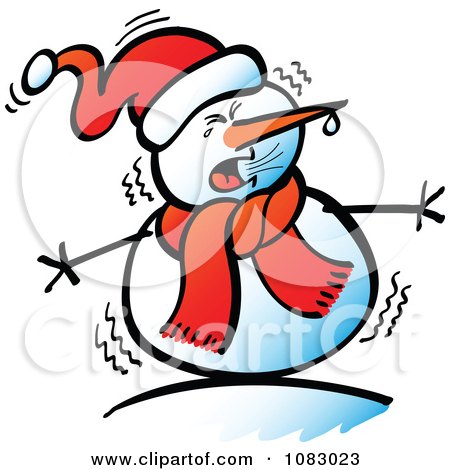 Clipart Expressive Snowman Shivering - Royalty Free Vector Illustration by Zooco