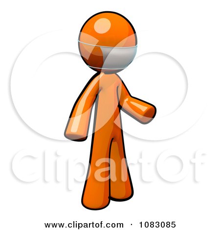 Clipart 3d Orange Man Doctor Wearing A Mask - Royalty Free CGI Illustration by Leo Blanchette