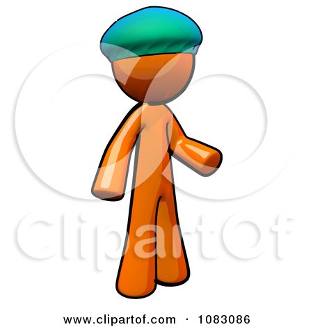 Clipart 3d Orange Man Doctor Wearing A Bouffant Cap - Royalty Free CGI Illustration by Leo Blanchette