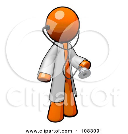 Clipart 3d Orange Man Doctor With A Stethoscope Wearing A Jacket - Royalty Free CGI Illustration by Leo Blanchette