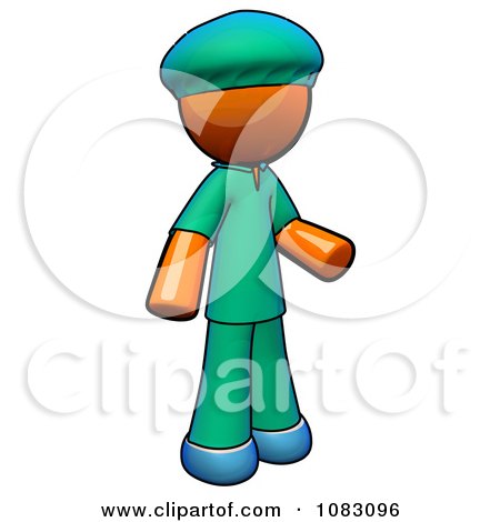 Clipart 3d Orange Man Doctor Wearing Surgery Scrubs - Royalty Free CGI Illustration by Leo Blanchette