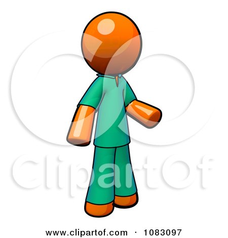 Clipart 3d Orange Man Doctor Wearing Green Scrubs - Royalty Free CGI Illustration by Leo Blanchette