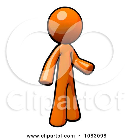 Clipart 3d Orange Man Gesturing - Royalty Free CGI Illustration by Leo Blanchette