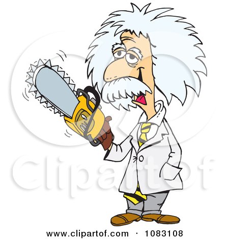 Clipart Einstein Holding A Saw - Royalty Free Vector Illustration by Dennis Holmes Designs