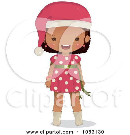 Clipart Cute Black Christmas Girl - Royalty Free Vector Illustration by Melisende Vector