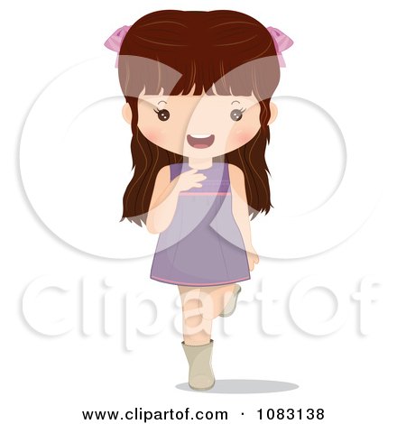 Clipart Cute Brunette Girl Lifting Her Leg - Royalty Free Vector Illustration by Melisende Vector