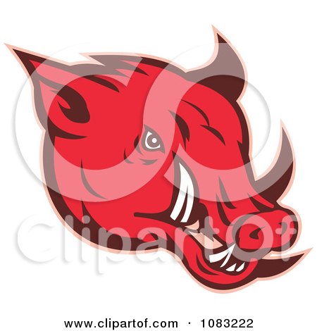 Clipart Red Razorback Face - Royalty Free Vector Illustration by patrimonio