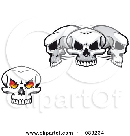 Clipart Fiery Eyed Skull And Three Skulls - Royalty Free Vector Illustration by Vector Tradition SM
