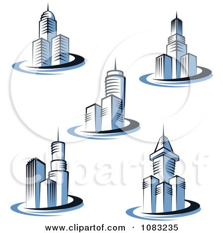 Clipart Blue Skyscrapers - Royalty Free Vector Illustration by Vector Tradition SM