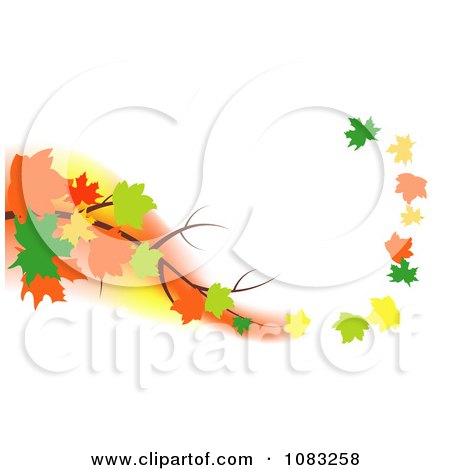 Clipart Autumn Maple Leaves Floating Off Of A Branch In A Breeze - Royalty Free Vector Illustration by vectorace