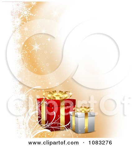 Clipart 3d Christmas Gift Background With Orange And White - Royalty Free Vector Illustration by KJ Pargeter
