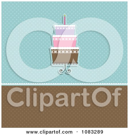 Clipart Retro Blue And Brown Polka Dot Cake Background - Royalty Free Vector Illustration by KJ Pargeter