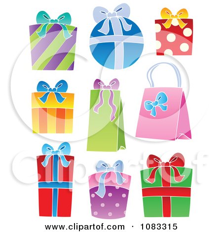 Clipart Christmas Gifts - Royalty Free Vector Illustration by visekart