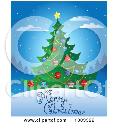 Clipart Merry Christmas Tree Greeting - Royalty Free Vector Illustration by visekart