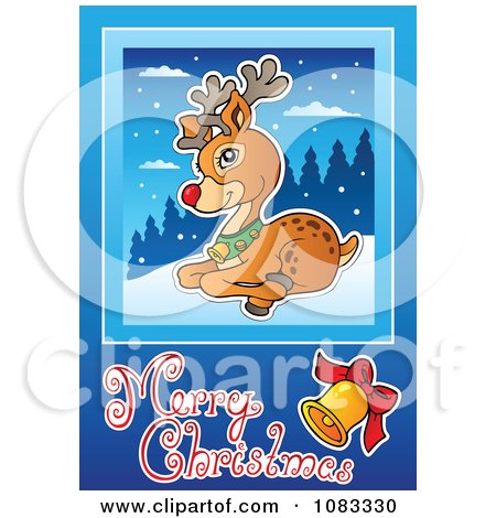 Clipart Merry Christmas Reindeer Greeting - Royalty Free Vector Illustration by visekart