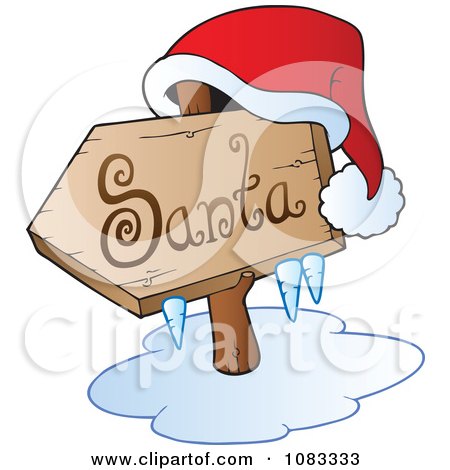 Clipart Hat On An Icy Santa Sign - Royalty Free Vector Illustration by visekart