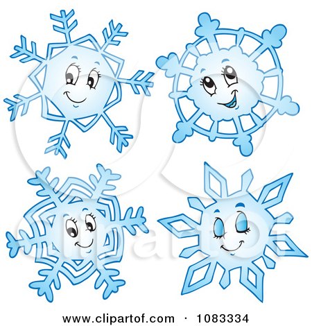 Clipart Blue Happy Snowflakes - Royalty Free Vector Illustration by  visekart #1083334