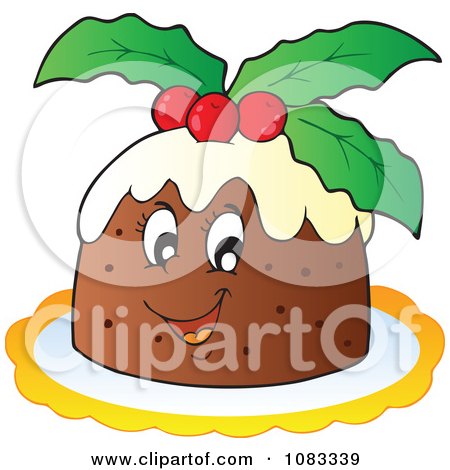 Clipart Christmas Pudding Character - Royalty Free Vector Illustration by visekart