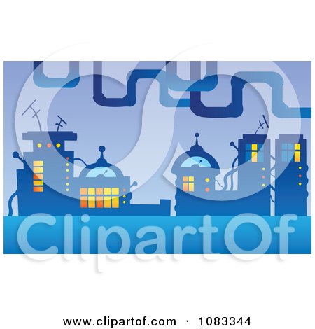 Clipart Futuristic Urban City - Royalty Free Vector Illustration by visekart