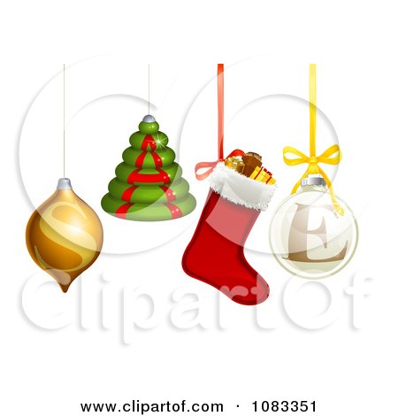 Clipart 3d Christmas Baubles And Ornaments Spelling SALE - Royalty Free Vector Illustration by AtStockIllustration