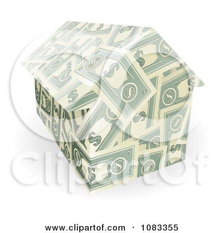 Clipart 3d House Made Of Dollar Bills - Royalty Free Vector Illustration by AtStockIllustration