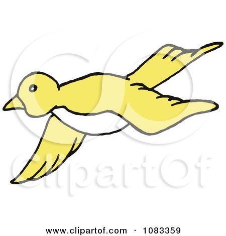 Clipart Yellow Bird In Flight - Royalty Free Vector Illustration by LaffToon