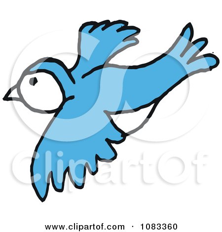 Clipart Blue Bird In Flight - Royalty Free Vector Illustration by LaffToon