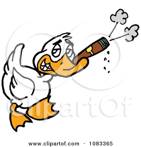 Clipart Duck Smoking A Cigar - Royalty Free Vector Illustration by LaffToon