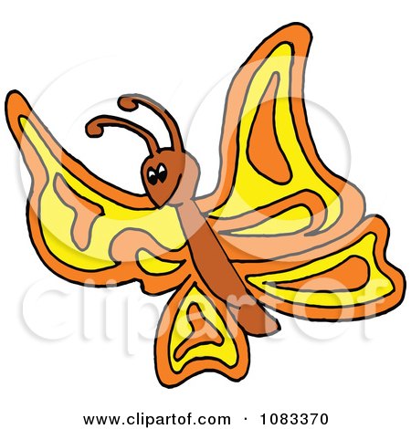Clipart Yellow And Orange Butterfly - Royalty Free Vector Illustration by LaffToon