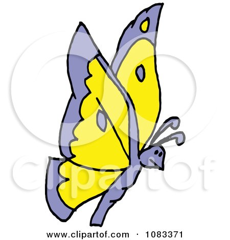 Clipart Purple And Orange Butterfly - Royalty Free Vector Illustration by LaffToon