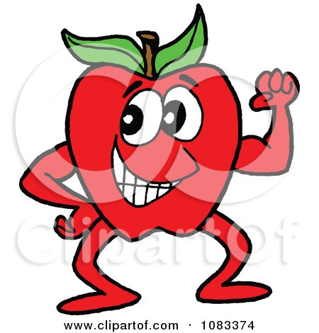 Clipart Healthy Red Apple Character - Royalty Free Vector Illustration by LaffToon