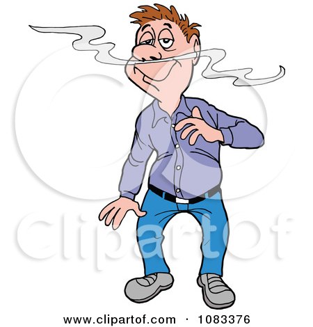 Clipart Man Smelling An Aroma - Royalty Free Vector Illustration by LaffToon