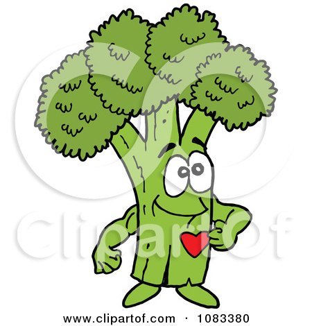 Clipart Broccoli Character With A Heart - Royalty Free Vector Illustration by LaffToon