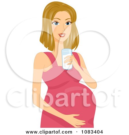 Clipart Pregnant Woman Drinking Milk - Royalty Free Vector Illustration by BNP Design Studio