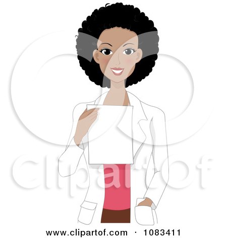 Clipart Black Female Doctor Holding A Prescription - Royalty Free Vector Illustration by BNP Design Studio