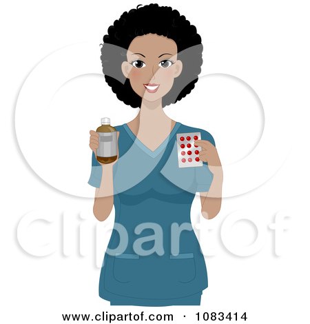 Clipart Nurse Holding Medicine - Royalty Free Vector Illustration by BNP Design Studio